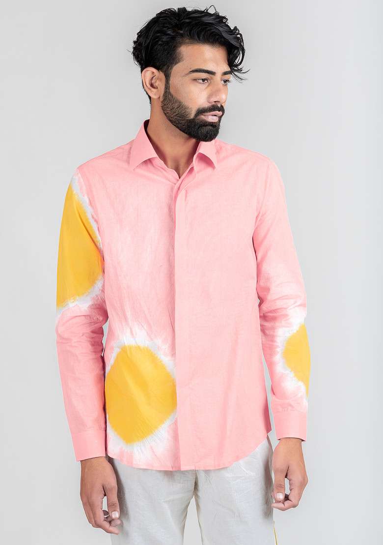 Pink Printed Summer Eve Shirt For Men - Indya