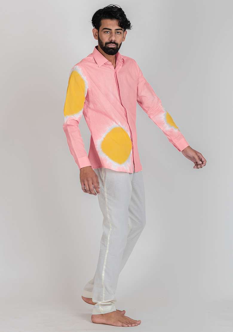 Pink Printed Summer Eve Shirt For Men - Indya