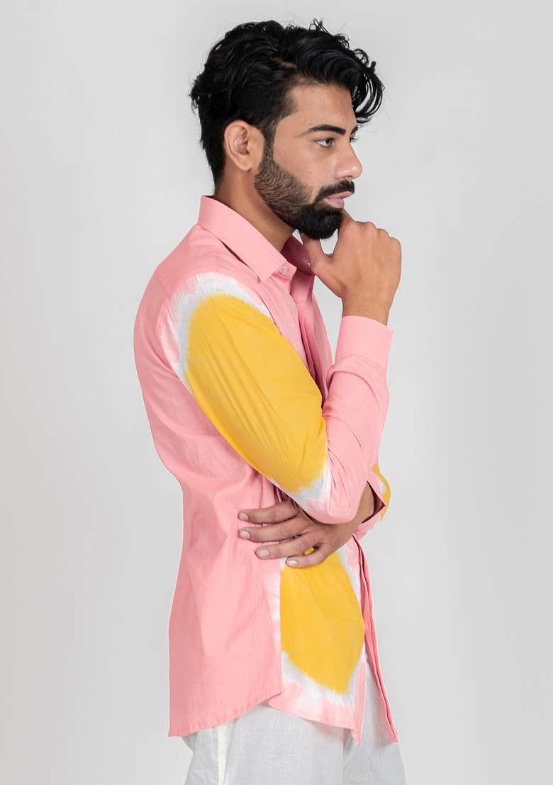 Pink Printed Summer Eve Shirt For Men - Indya