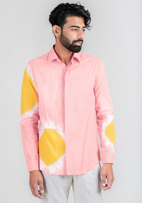 Pink Printed Summer Eve Shirt For Men