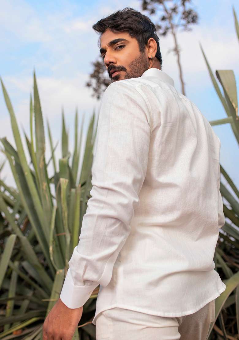 White Multicolour Patch Pop Shirt For Men - Indya