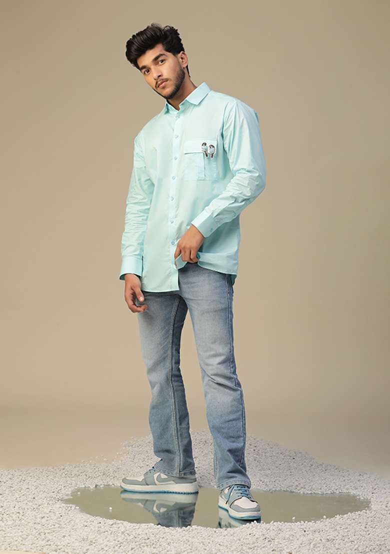 Blue Hand Painted Shirt - Indya