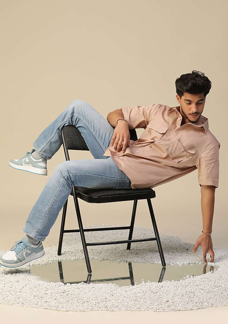 Brown Handpainted Time Travel Shirt - Indya