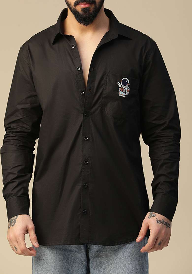 Black Astro Hand Painted Shirt - Indya