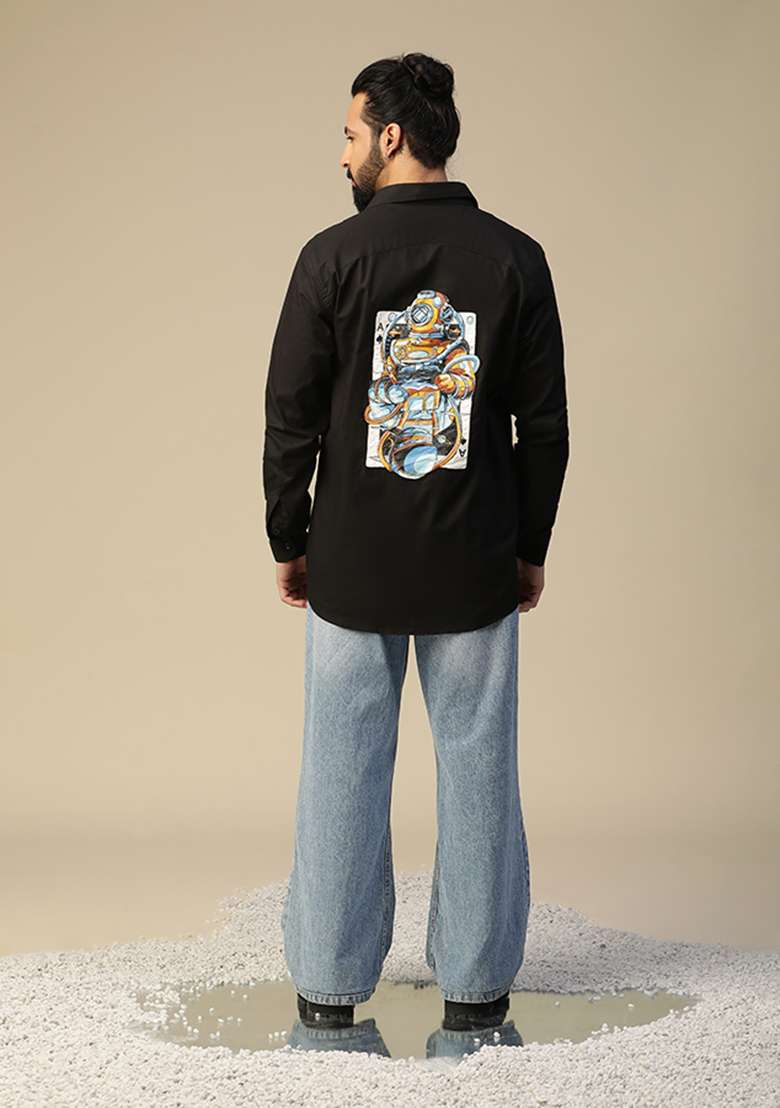 Black Astro Hand Painted Shirt - Indya