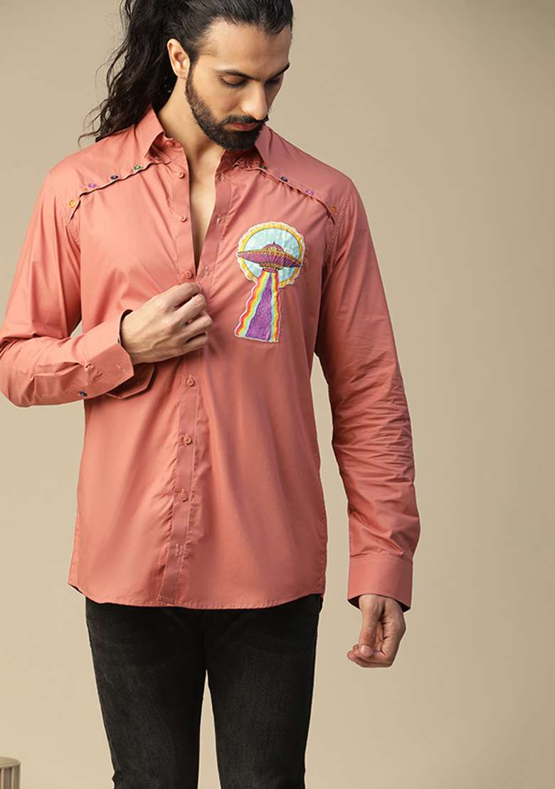 Peach Pride Ufo Hand Painted Shirt - Indya