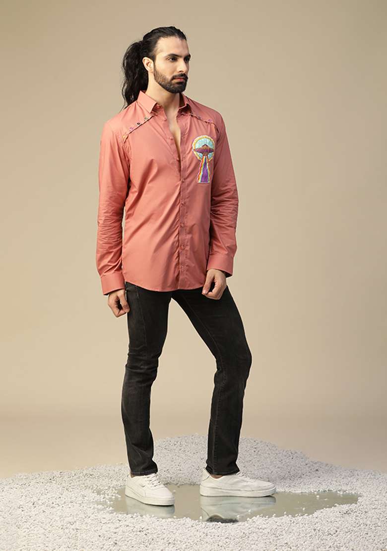 Peach Pride Ufo Hand Painted Shirt - Indya