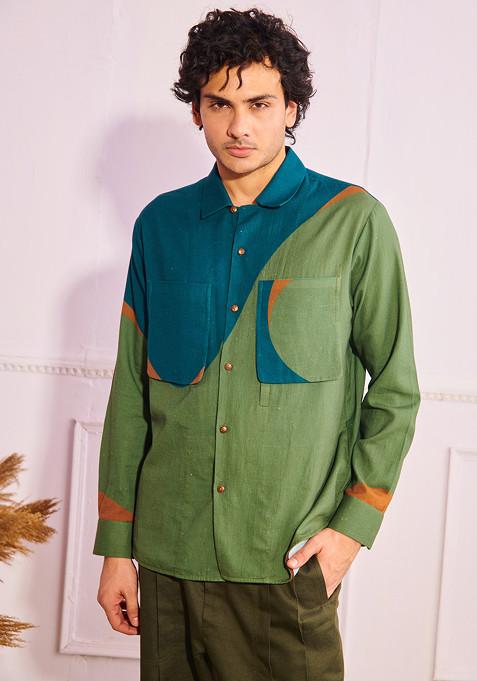 Forest Green Crossover Printed Overshirt