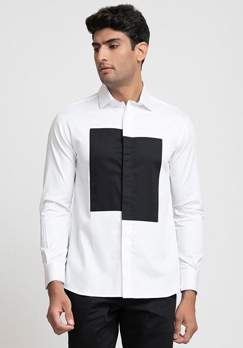 White Box Printed Elysian Shirt For Men