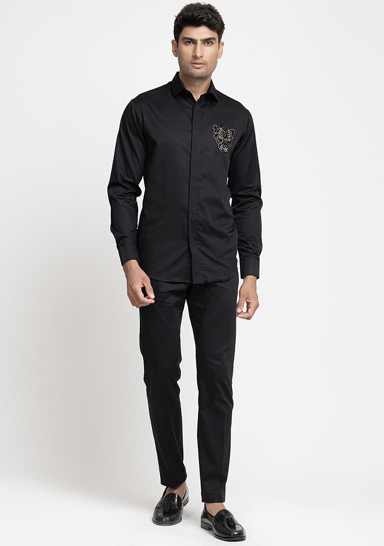 Black Panther Embroidered Shirt For Men