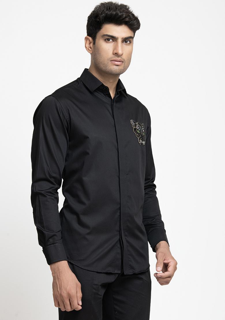 Black Panther Embroidered Shirt For Men