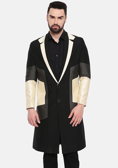 Black And Beige Trench Coat For Men