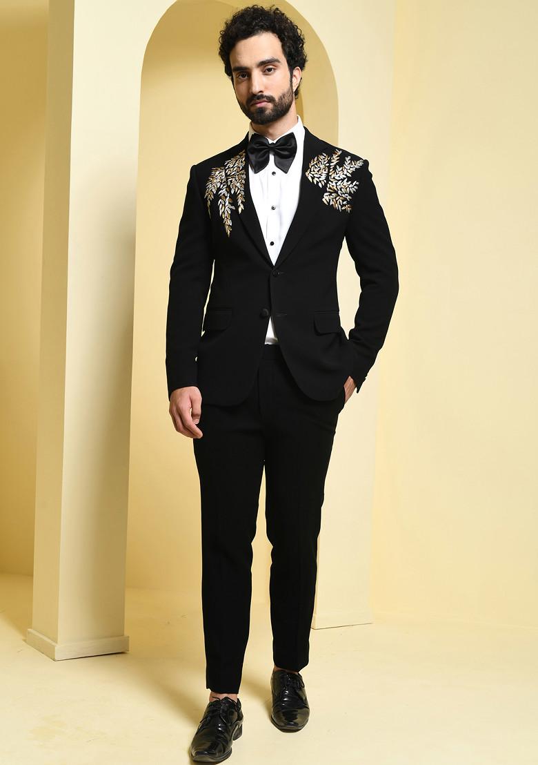 Black Tuxedo Set For Men - Indya
