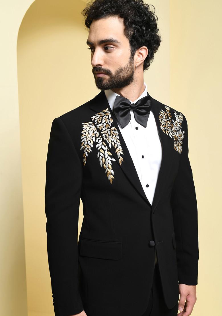 Black Tuxedo Set For Men - Indya