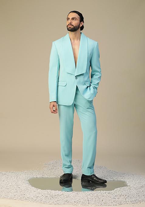 Blue Embroidered Elegant Suit Set