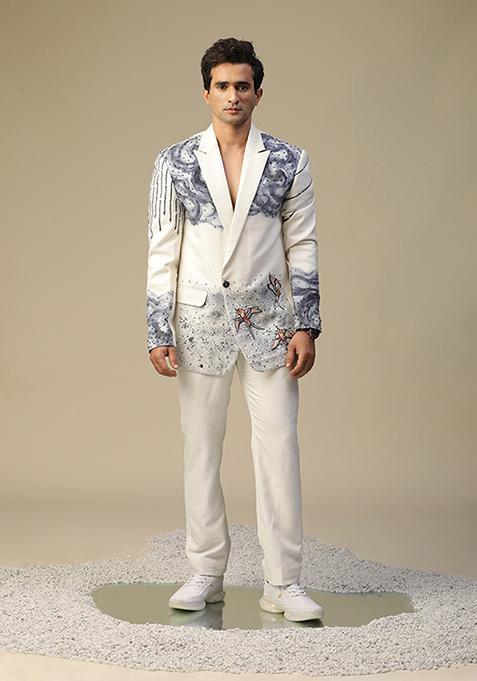 White Resham Embroidered Suit Set
