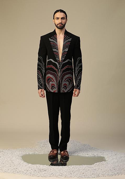 Black Dori Embroidered Suit Set