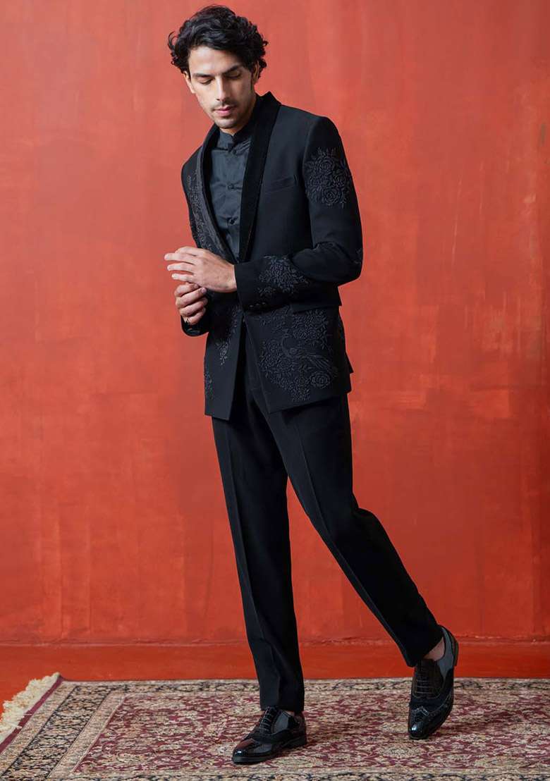 Black Adda Work Tuxedo For Men - Indya