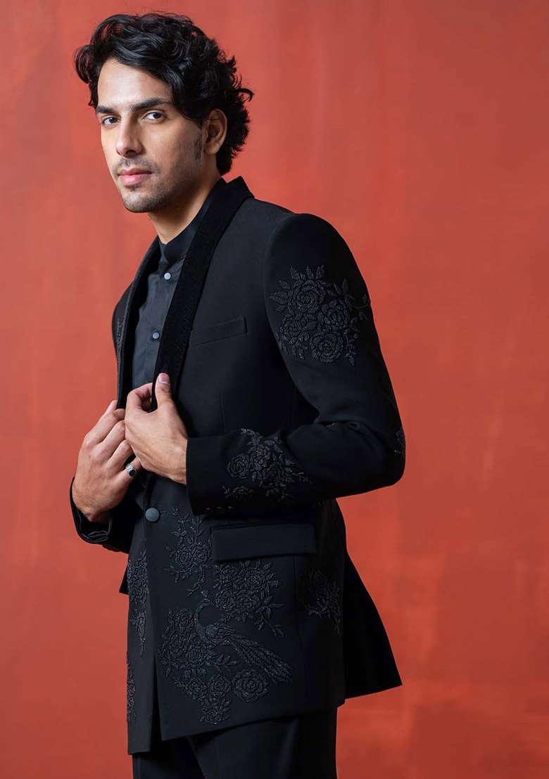 Black Adda Work Tuxedo For Men - Indya