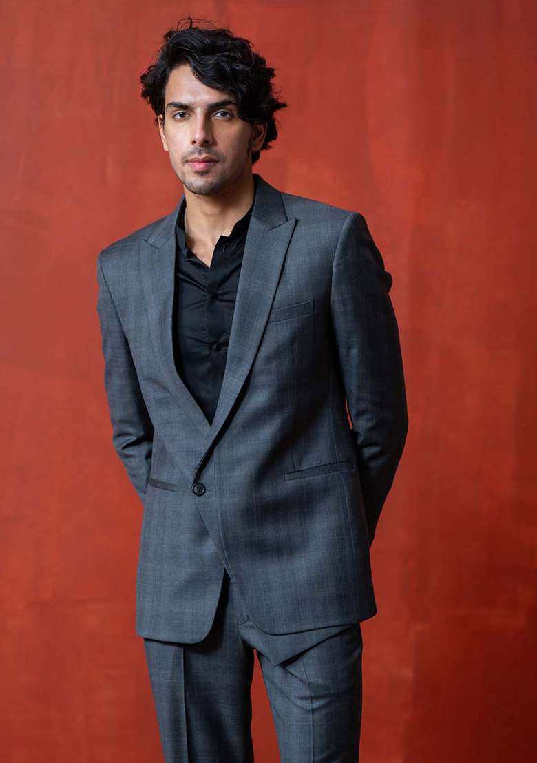 Grey Suit Set For Men - Indya