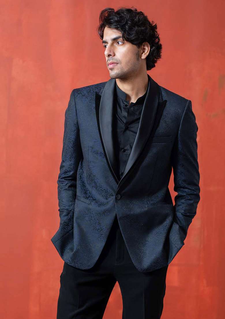 Dark Blue Tuxedo For Men - Indya