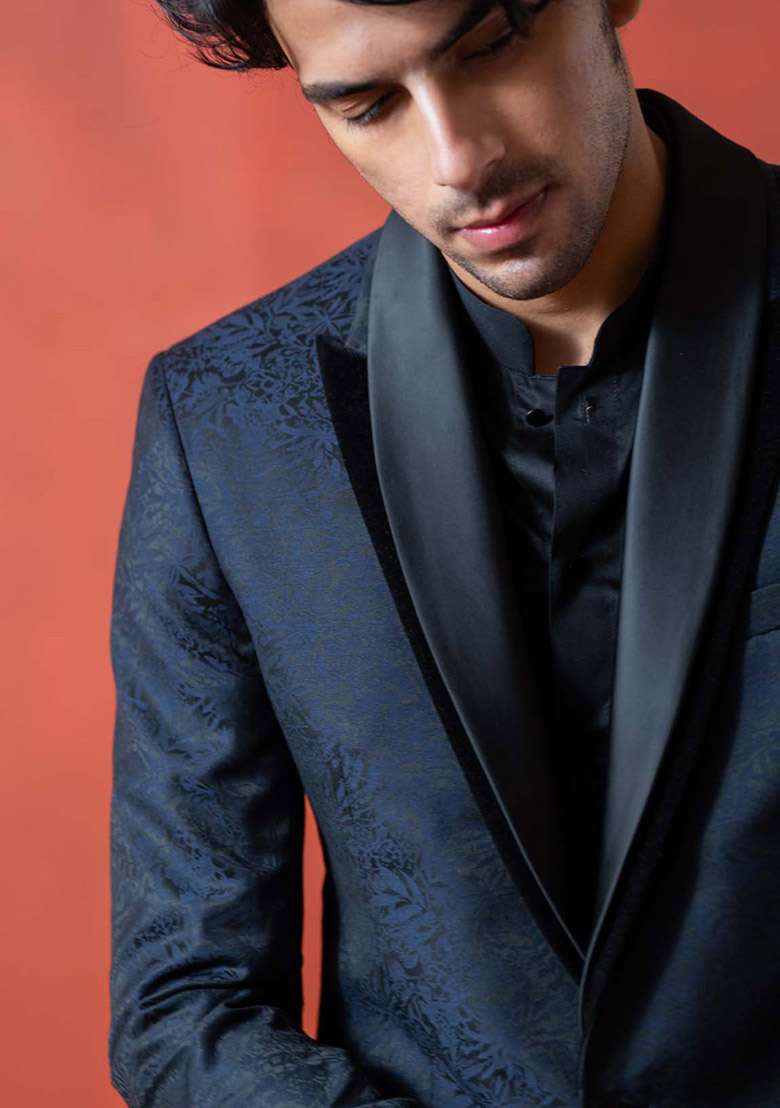 Dark Blue Tuxedo For Men - Indya