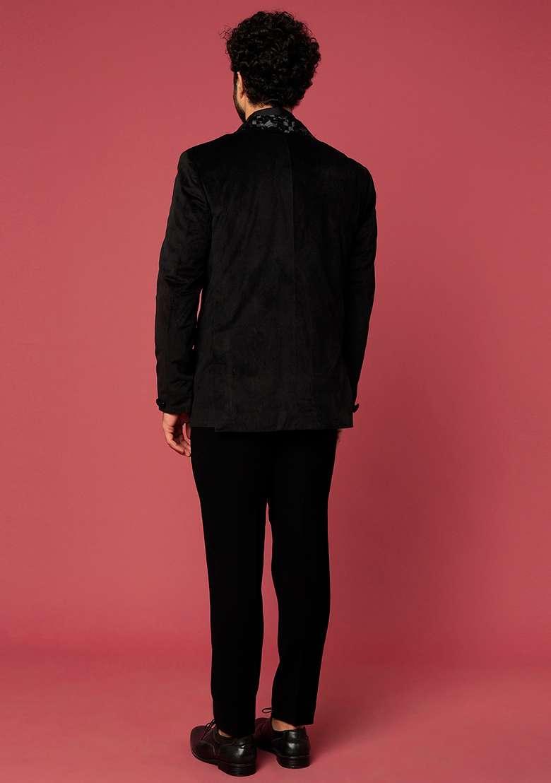 Black Classic Satin Tuxedo For Men - Indya