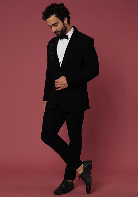 Black Classic Satin Shawl Tuxedo For Men