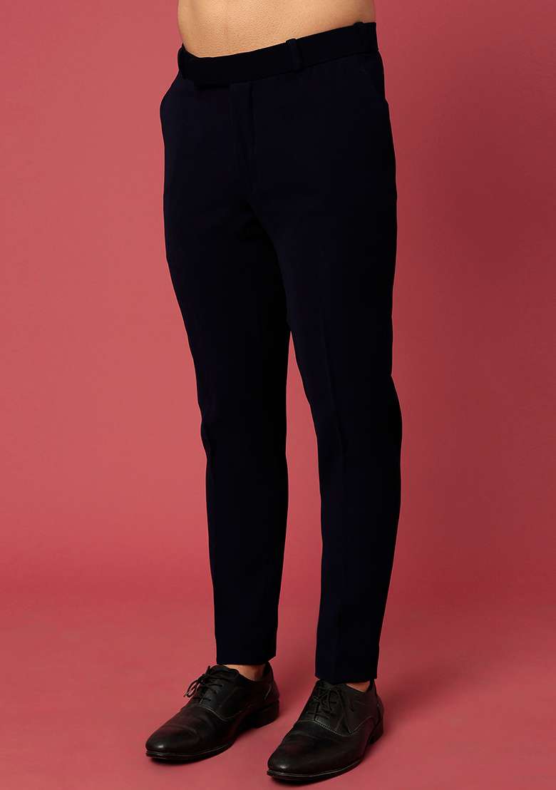 Navy Blue Satin Shawl Tuxedo For Men - Indya