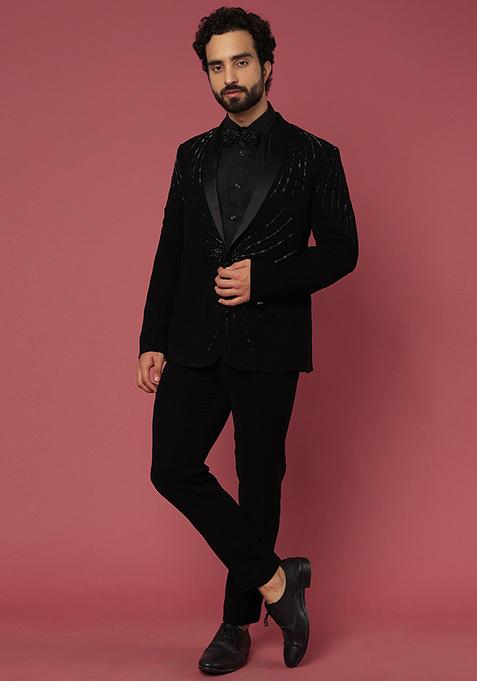 Black Satin Shawl Tuxedo For Men