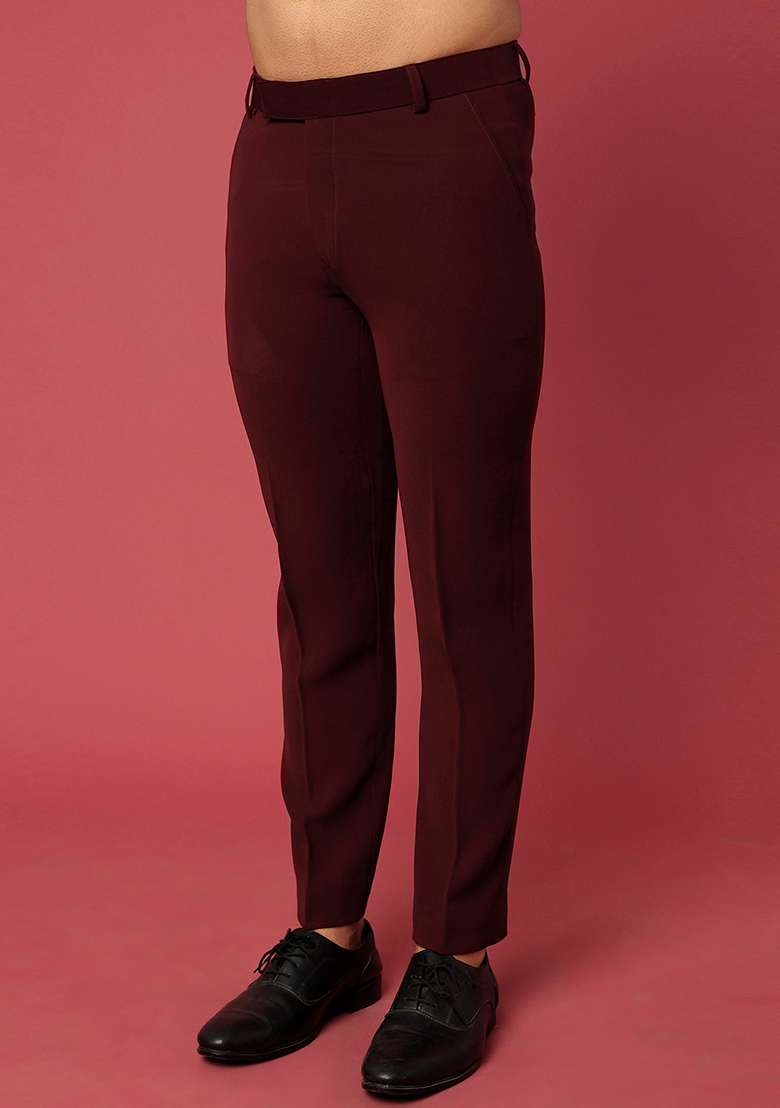Wine Satin Tuxedo For Men - Indya