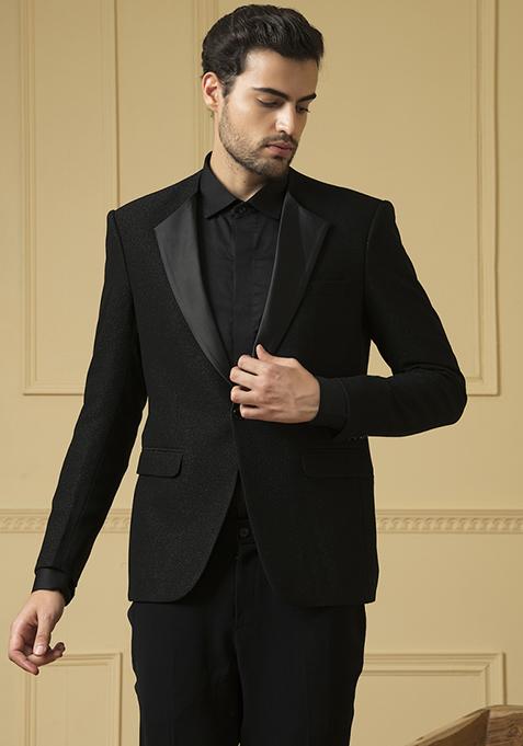 Black Sharp Blazer Set For Men