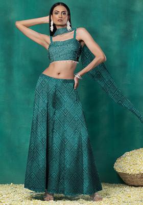 Blue Sharara Set With Sequin Pearl Hand Embellished Blouse And Choker Dupatta