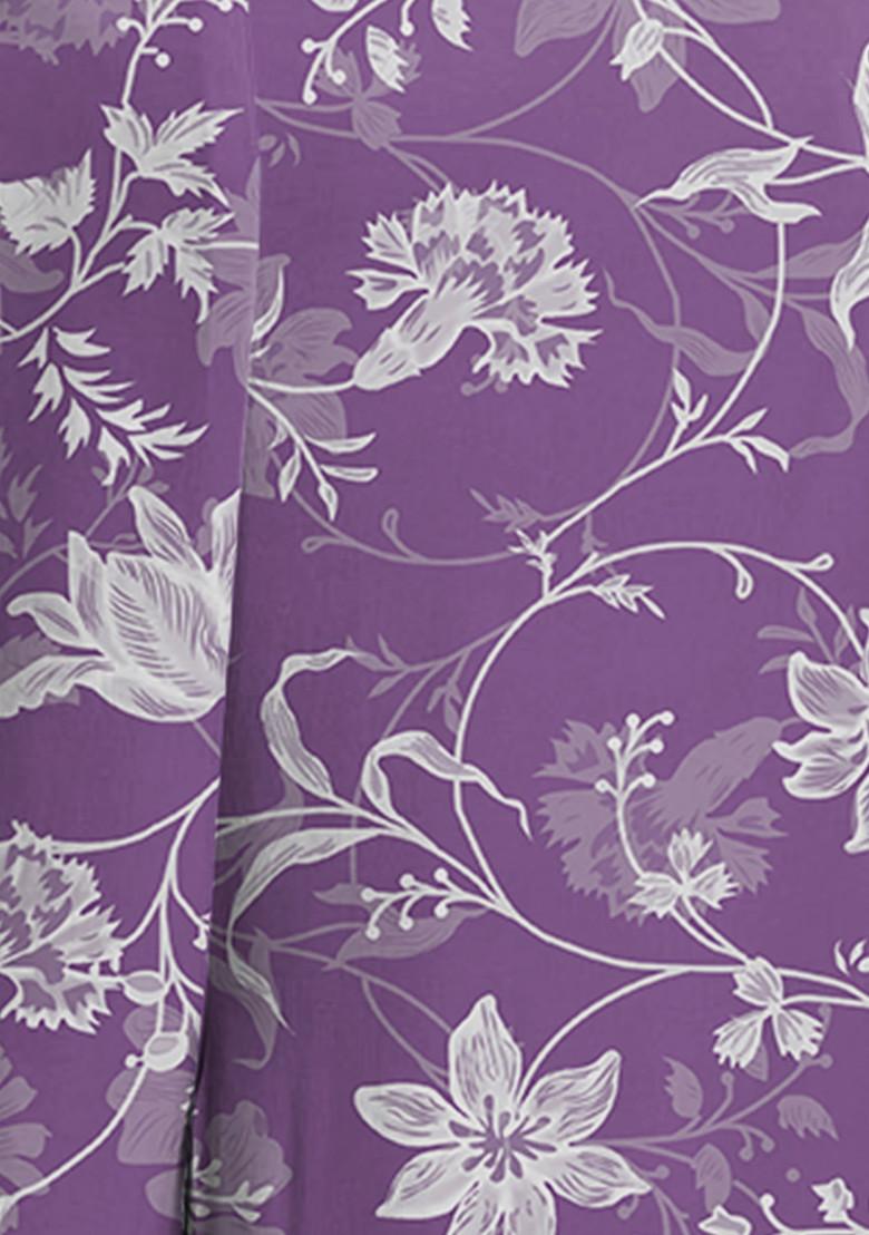 Purple Palazzo Set With Pearl Hand Embroidered Blouse And Choker Dupatta