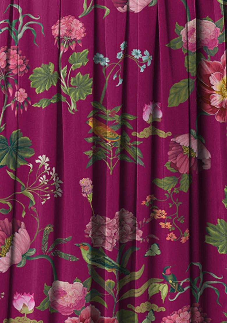 Rani Pink Lehenga Set With Geometric Pearl Hand Embroidered Blouse And Choker Dupatta