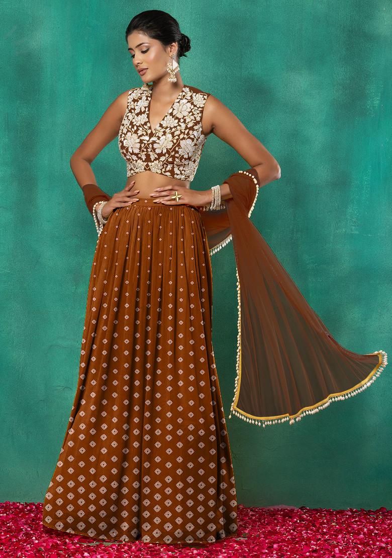 Red Lehenga Set With Floral Sequin Hand Embroidered Blouse And Dupatta