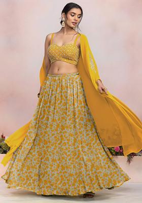 Orange Lehenga Set With Sequin Pearl Hand Embroidered Blouse And Jacket