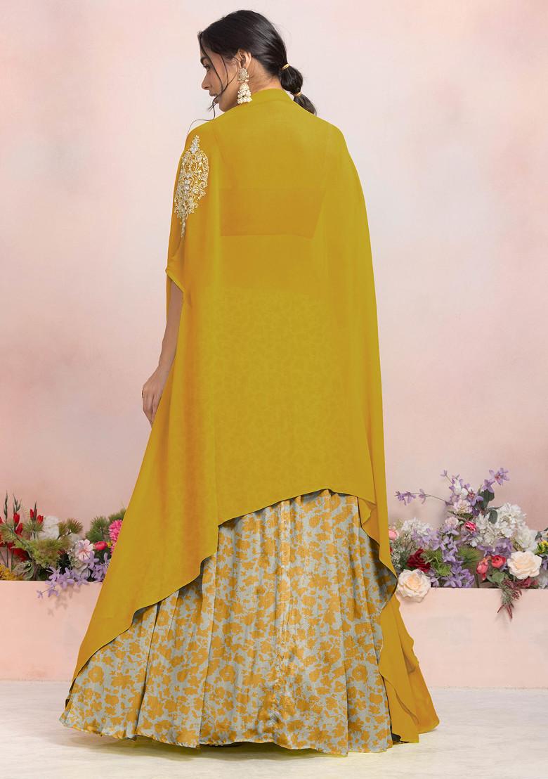 Orange Lehenga Set With Sequin Pearl Hand Embroidered Blouse And Jacket