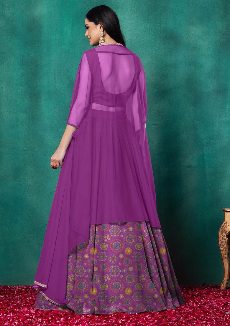 Purple Lehenga Set With Paisley Dori Hand Embroidered Blouse And Dupatta