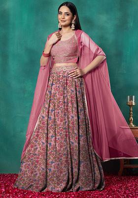 Pink Lehenga Set With Paisley Dori Hand Embroidered Blouse And Dupatta