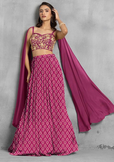 Pink Lehenga Set With Floral Sequin Hand Embroidered Blouse