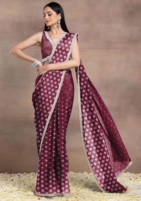 Pink Pearl Hand Embellished Pre-Stitched Saree Set With Embroidered Blouse