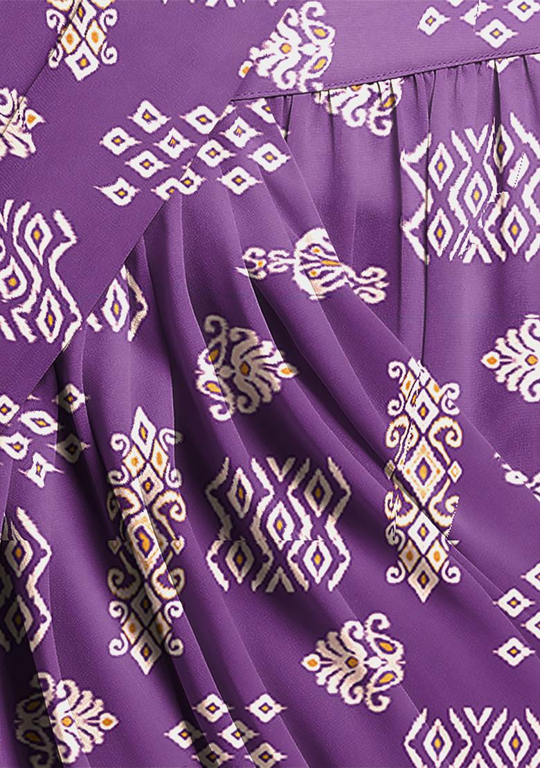 Purple Pre-Stitched Saree Set With Sequin Hand Embroidered Blouse And Belt