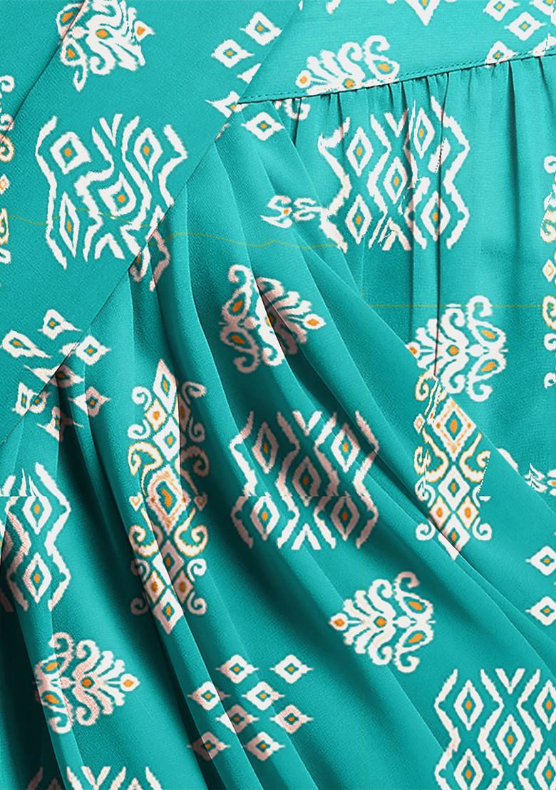 Blue Pre-Stitched Saree Set With Sequin Hand Embroidered Blouse And Belt