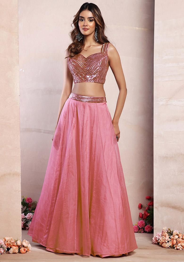 Pink Sequin Hand Embroidered Blouse