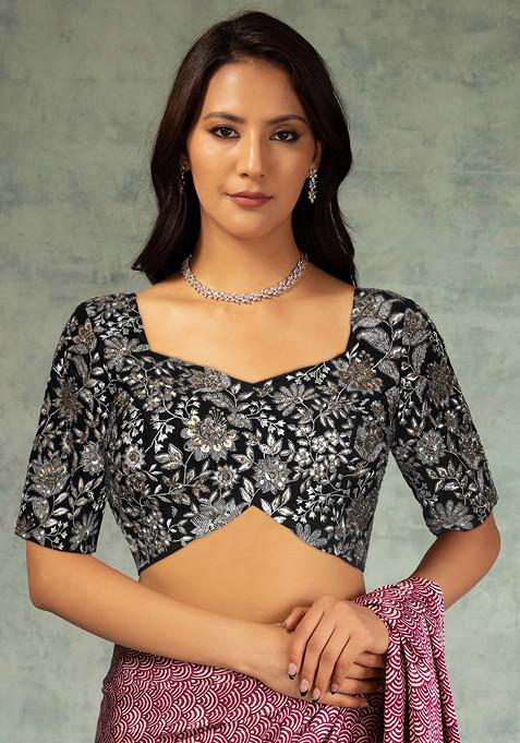 Black Sequin Zari Hand Embroidered Blouse