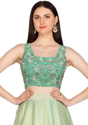 Mint Green Hand Embroidered Blouse