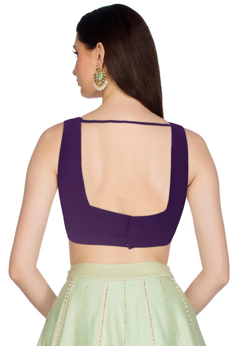 Purple Floral Sequin Hand Embroidered Blouse