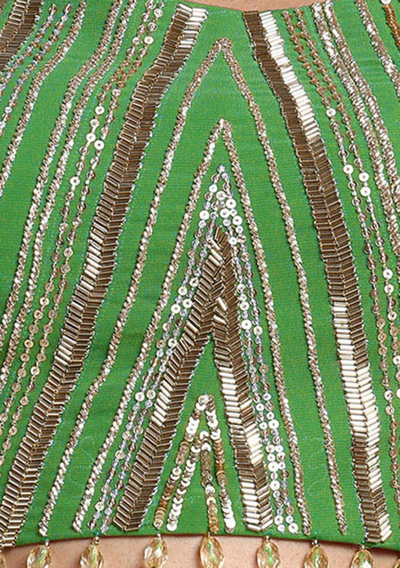Green Sequin Hand Embroidered Blouse