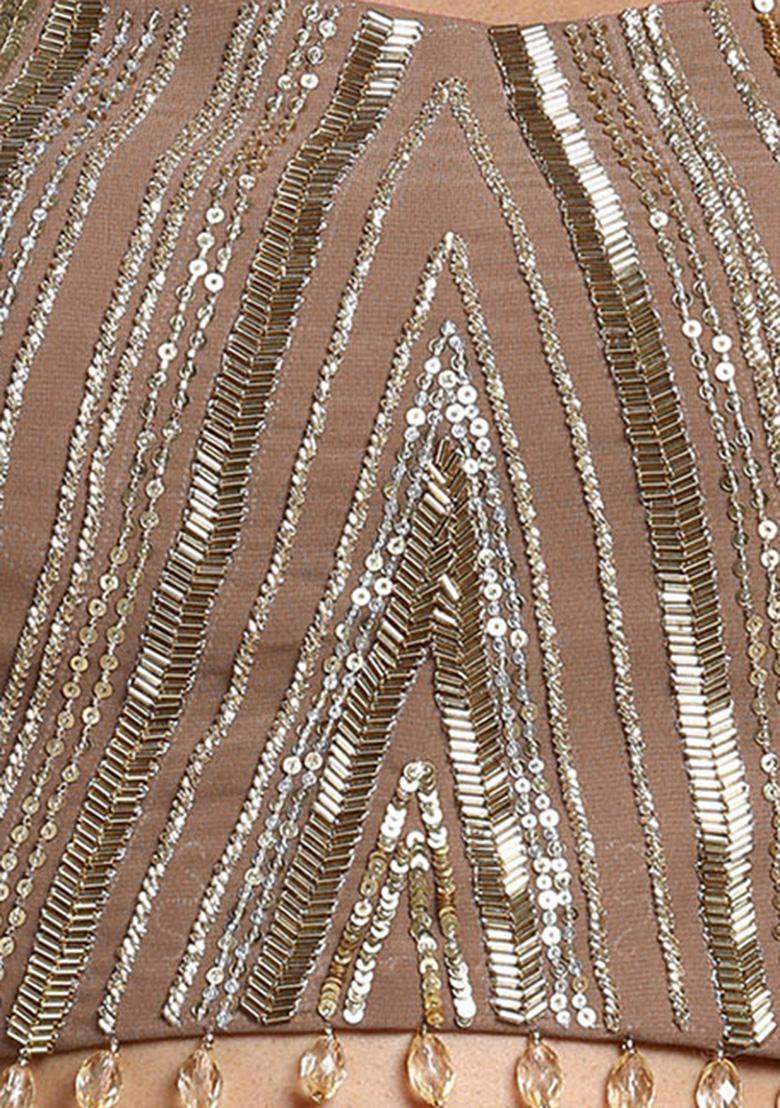 Beige Sequin Hand Embroidered Blouse